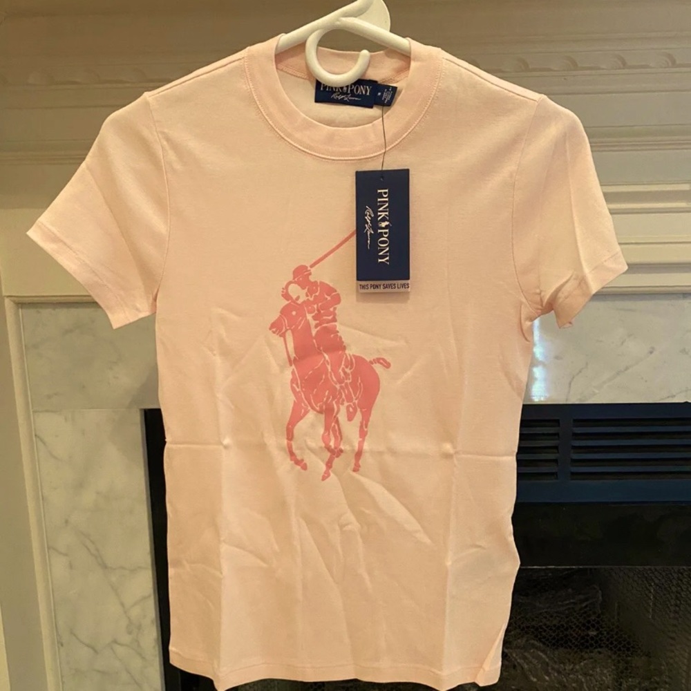 Girl’s Ralph Lauren Pink Pony Shirt Top Short Sleeve Size Medium NWT